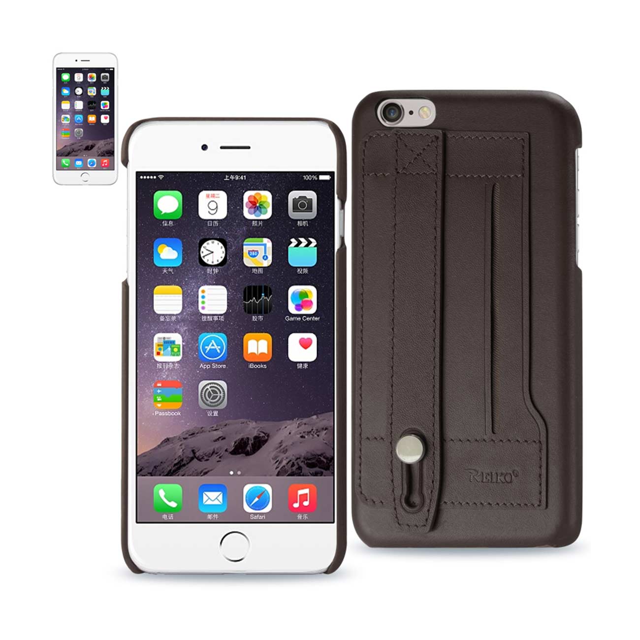 iPhone 6 Plus Genuine Leather Hand Strap Case In Umber