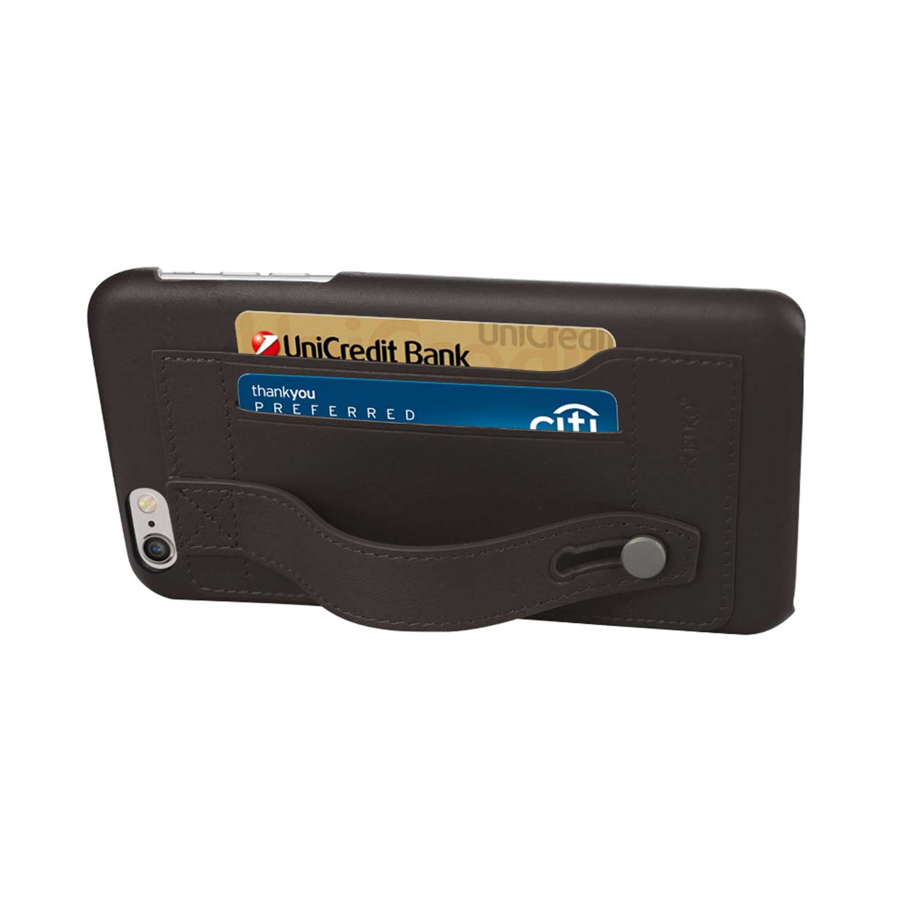 iPhone 6 Plus Genuine Leather Hand Strap Case In Umber