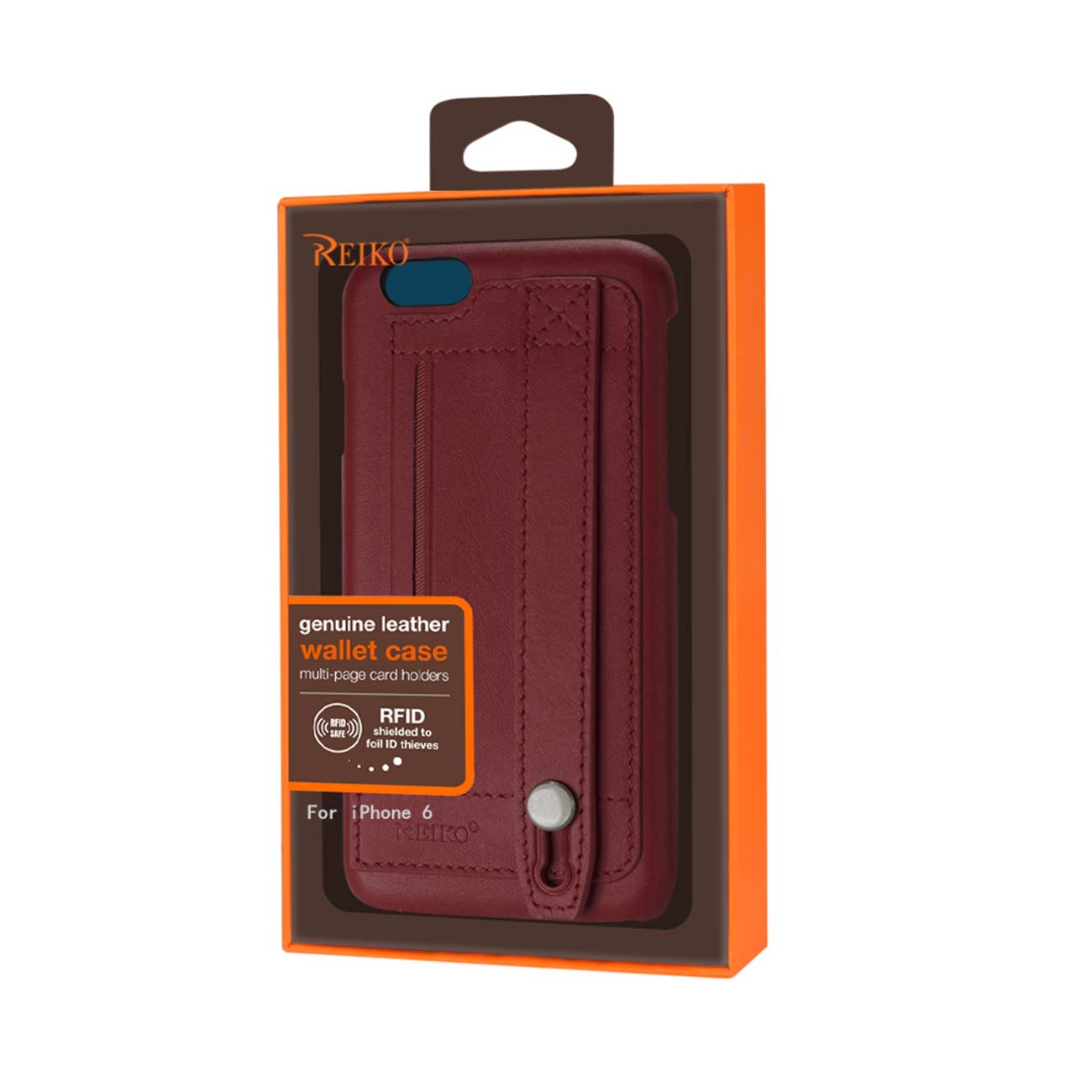 Case Genuine Leather Hand Strap iPhone 6 Burgundy Color