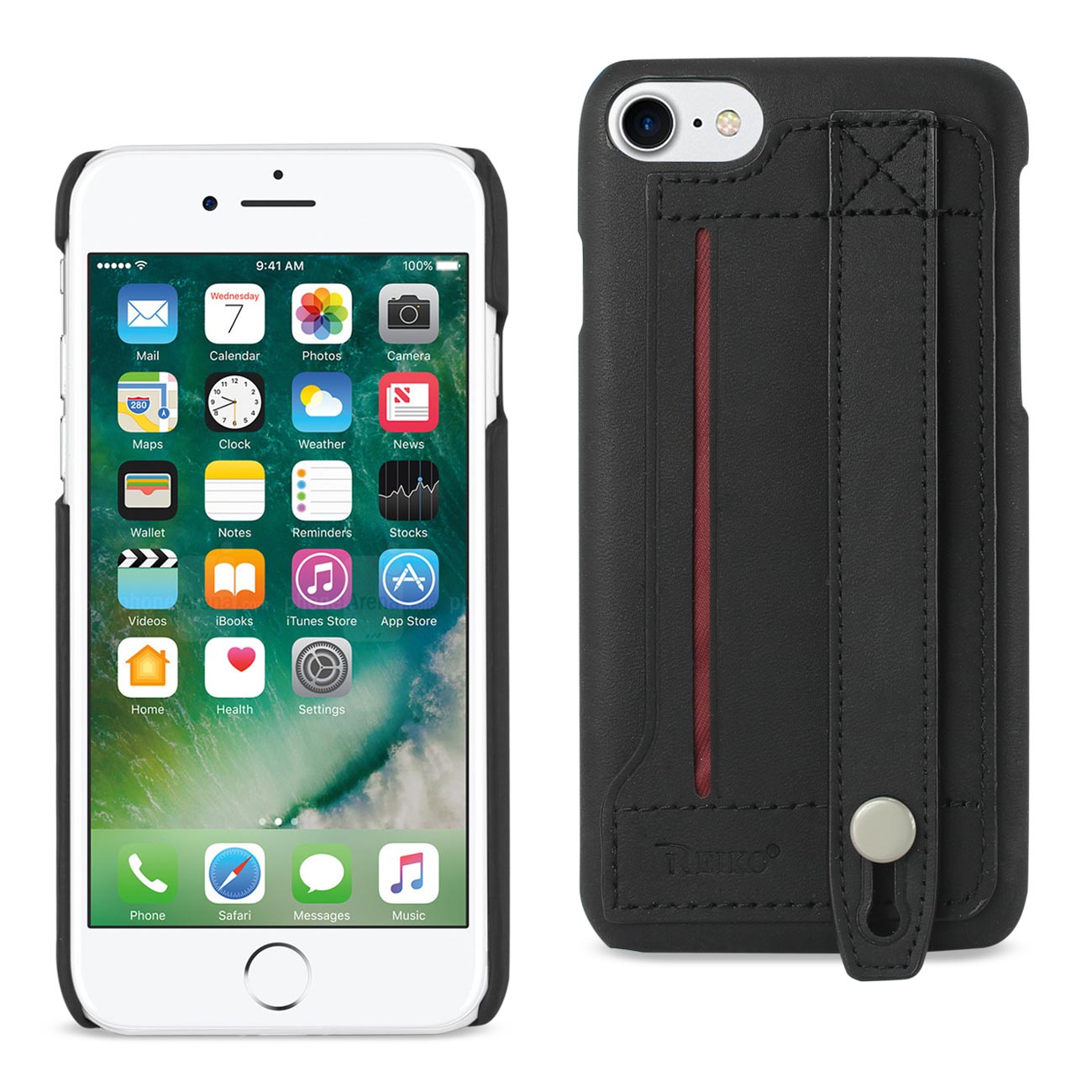 Case Genuine Leather Hand Strap iPhone 7/ 8/ SE2 Black Color