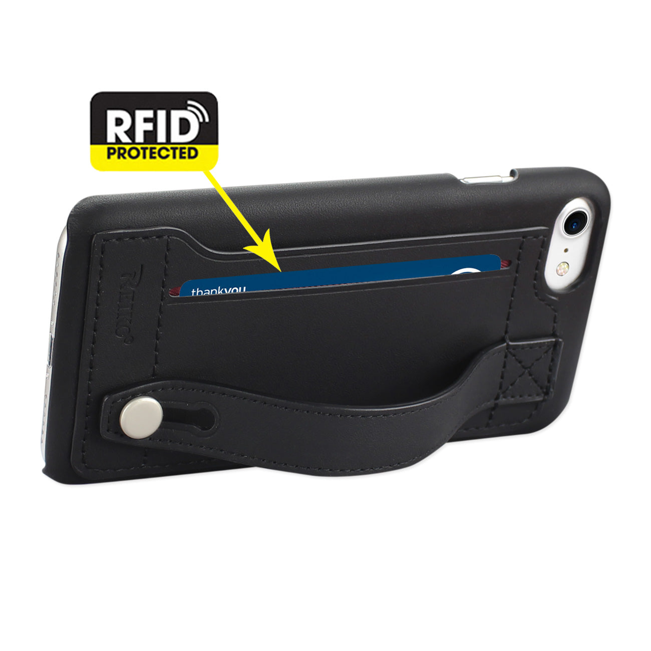 Case Genuine Leather Hand Strap iPhone 7/ 8/ SE2 Black Color