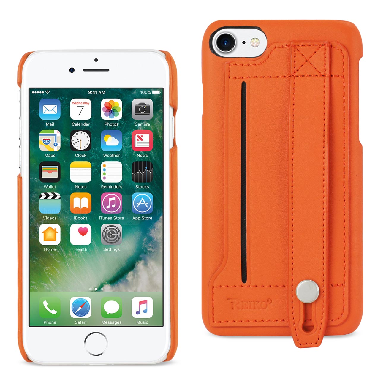 Case Genuine Leather Hand Strap iPhone 7/ 8/ SE2 Tangerine Color
