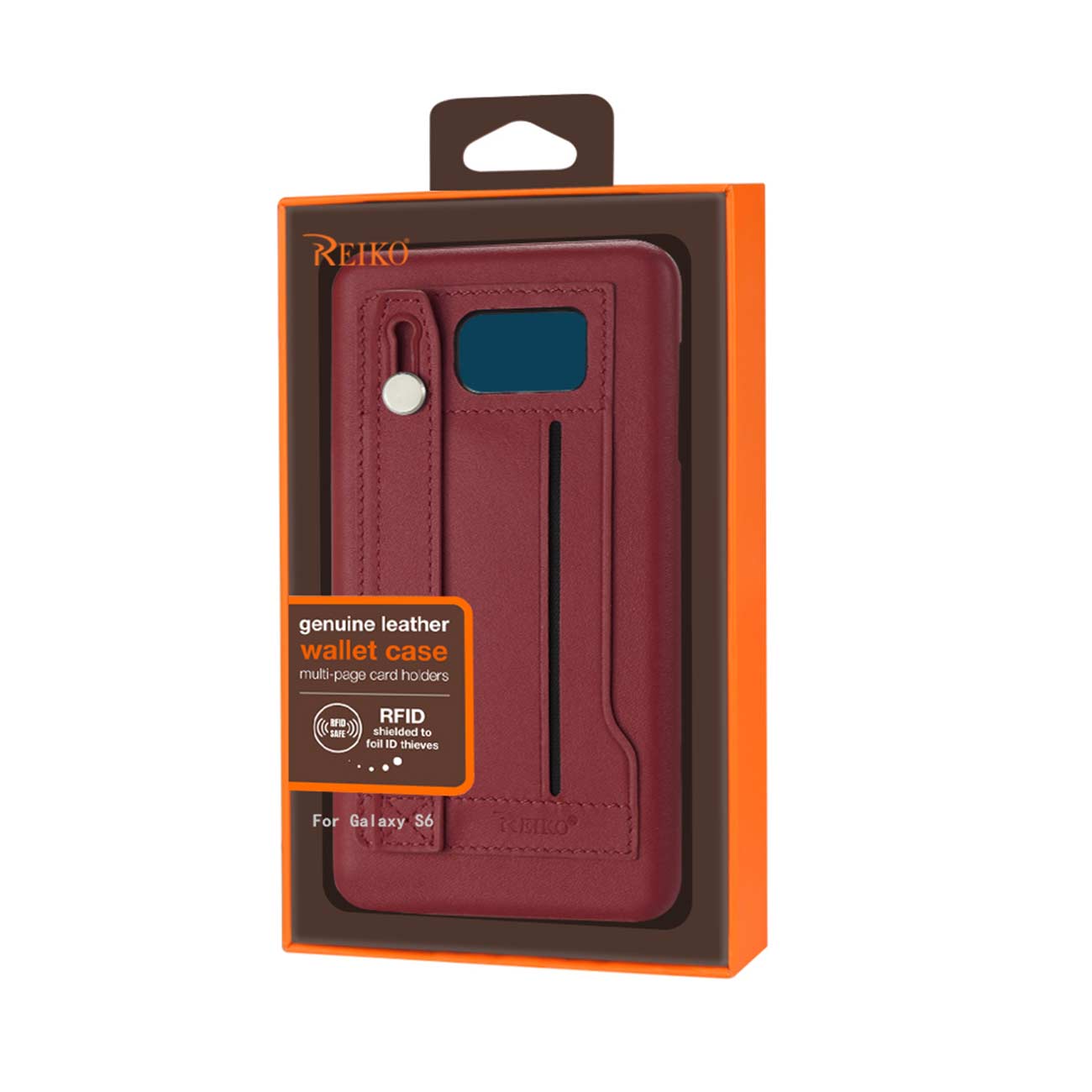 Samsung Galaxy S6 Genuine Leather Hand Strap Case In Burgundy