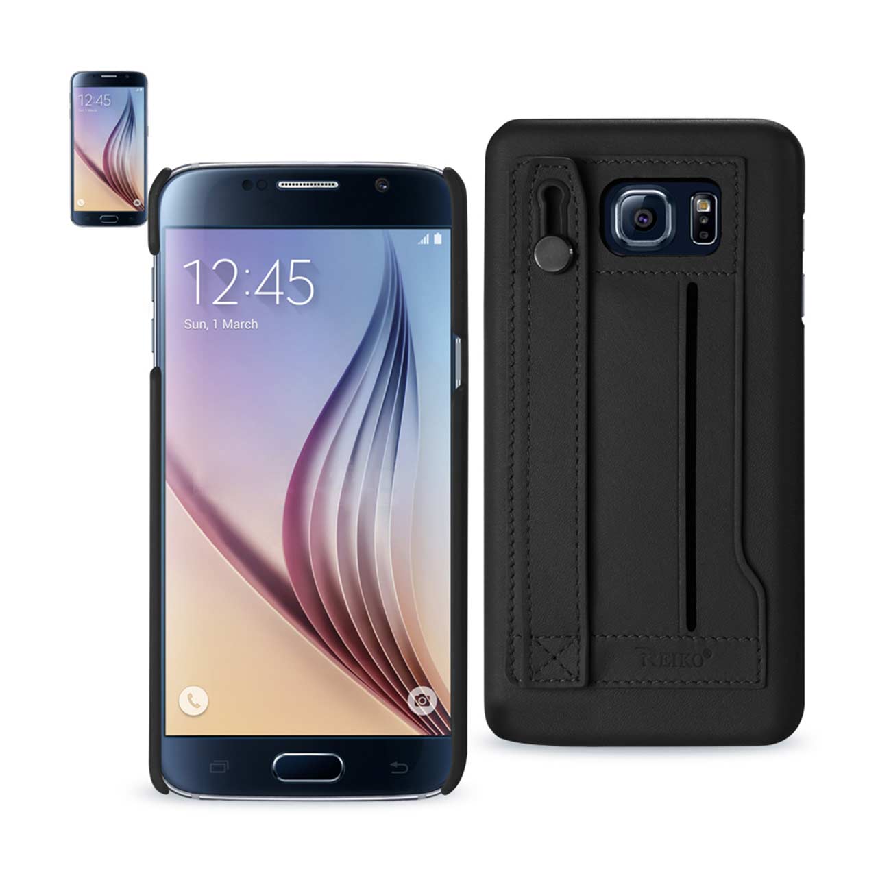 Samsung Galaxy S6 Genuine Leather Hand Strap Case In Black