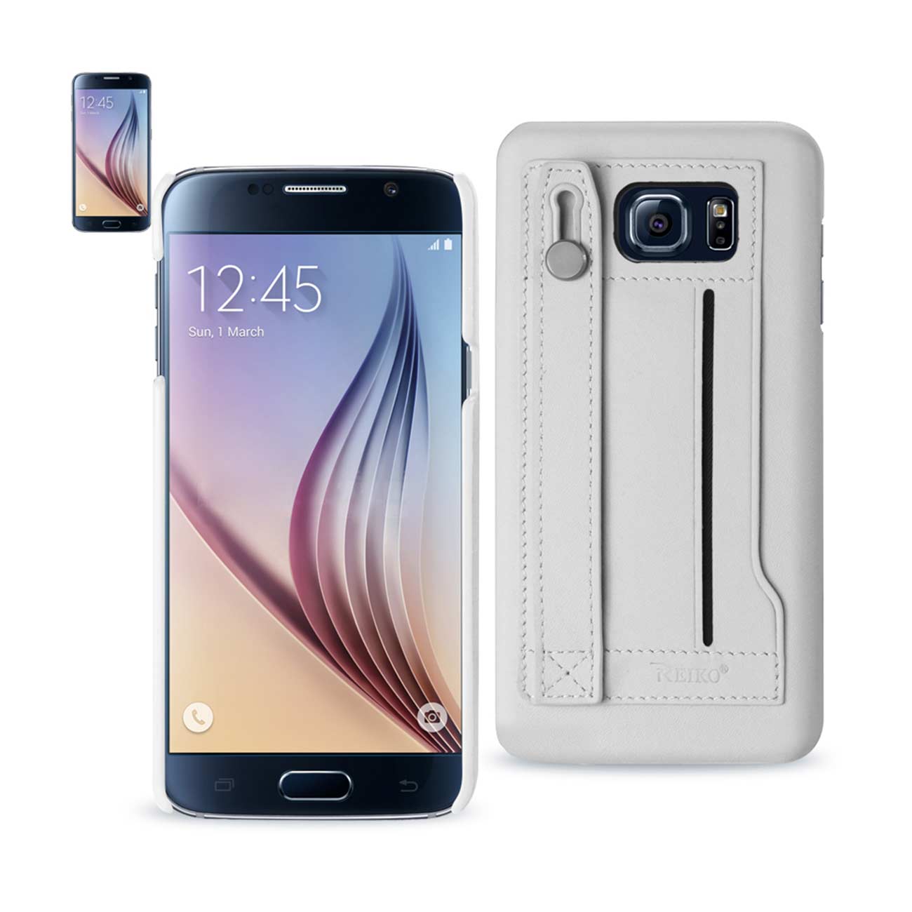 Case Genuine Leather Hand Strap Samsung Galaxy S6 Ivory Color