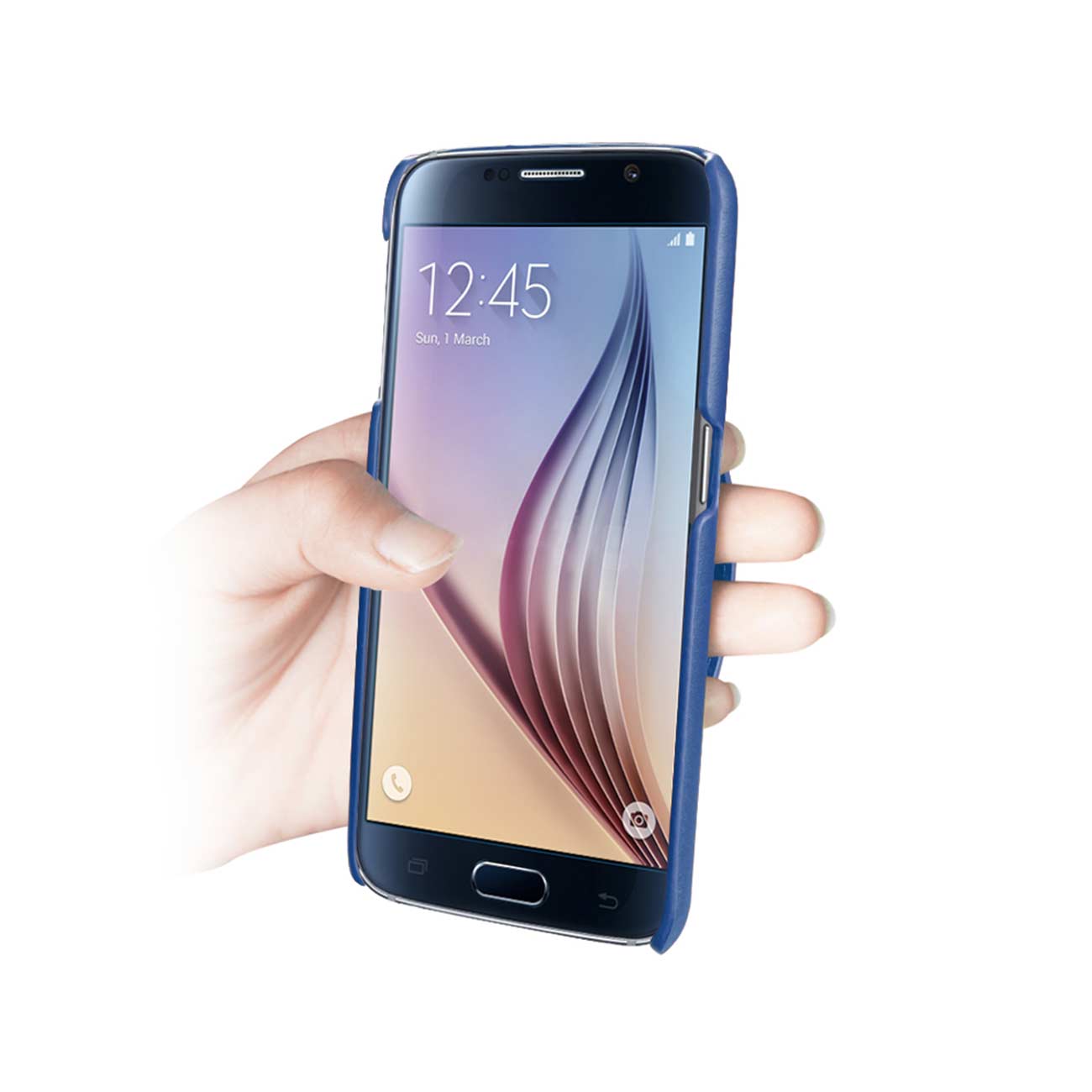 Case Genuine Leather Hand Strap Samsung Galaxy S6 Ultramarine Color