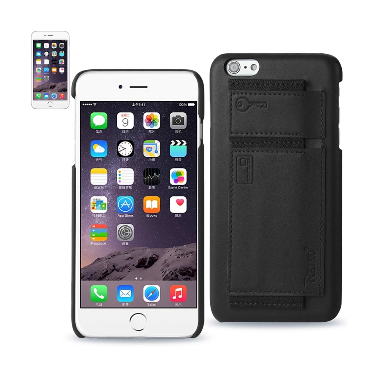 Case Protection Genuine Leather RFID Key Holder iPhone 6 Plus Black Color