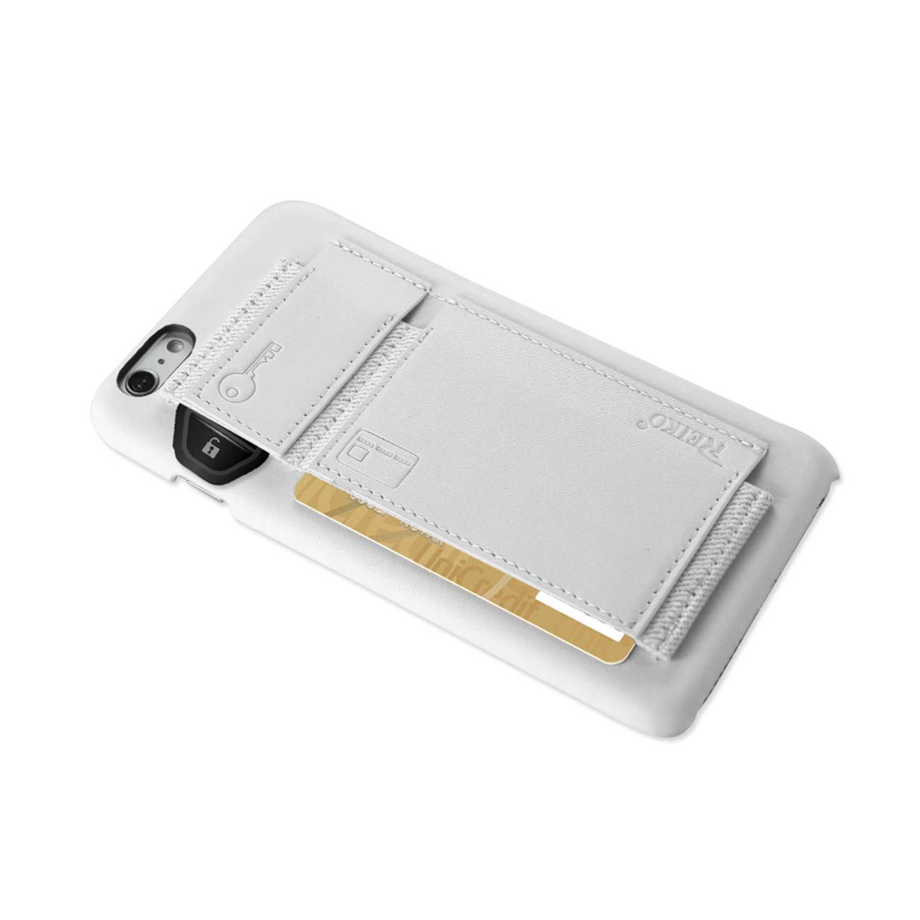 Case Protection Genuine Leather RFID Key Holder iPhone 6 Plus Ivory Color