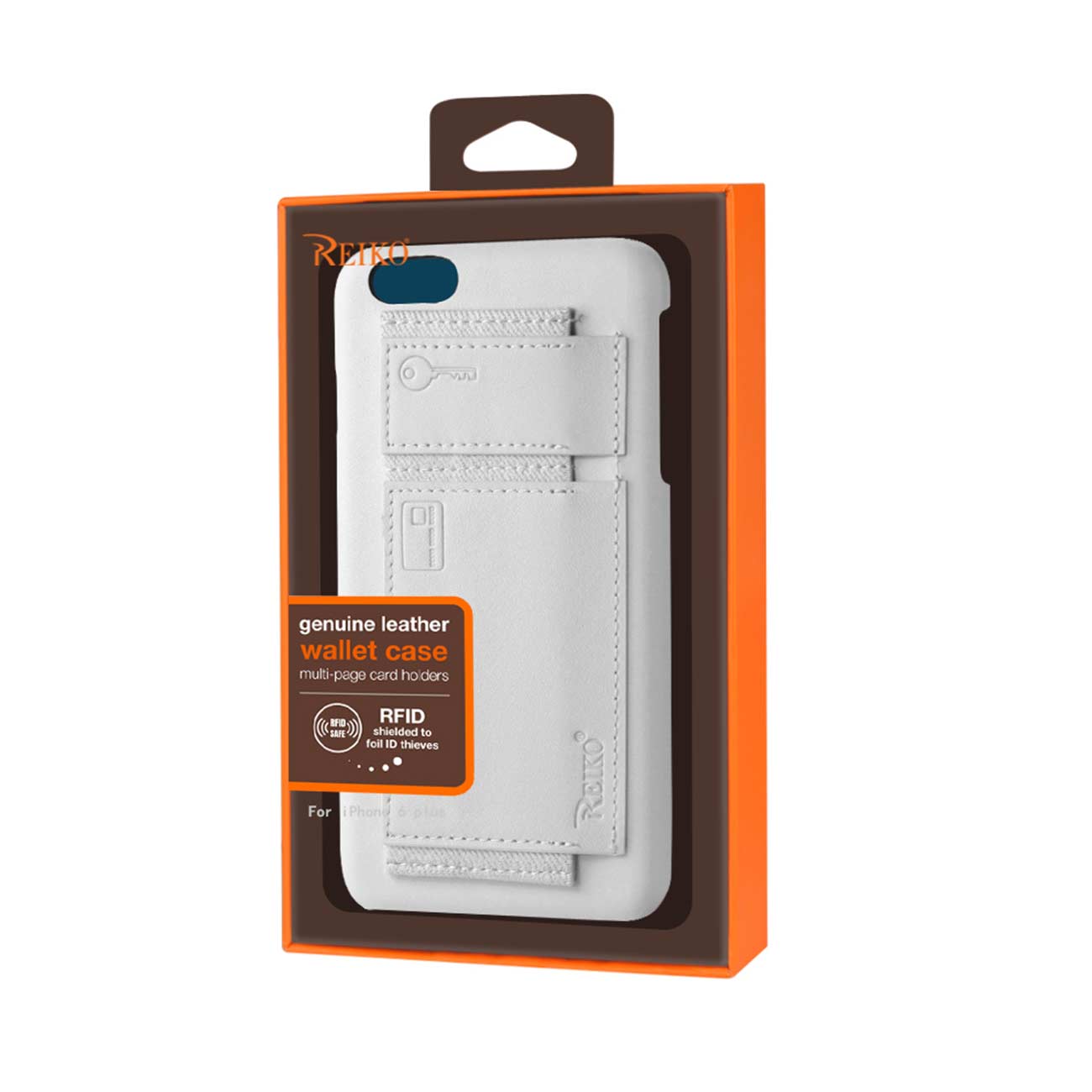 Case Protection Genuine Leather RFID Key Holder iPhone 6 Plus Ivory Color