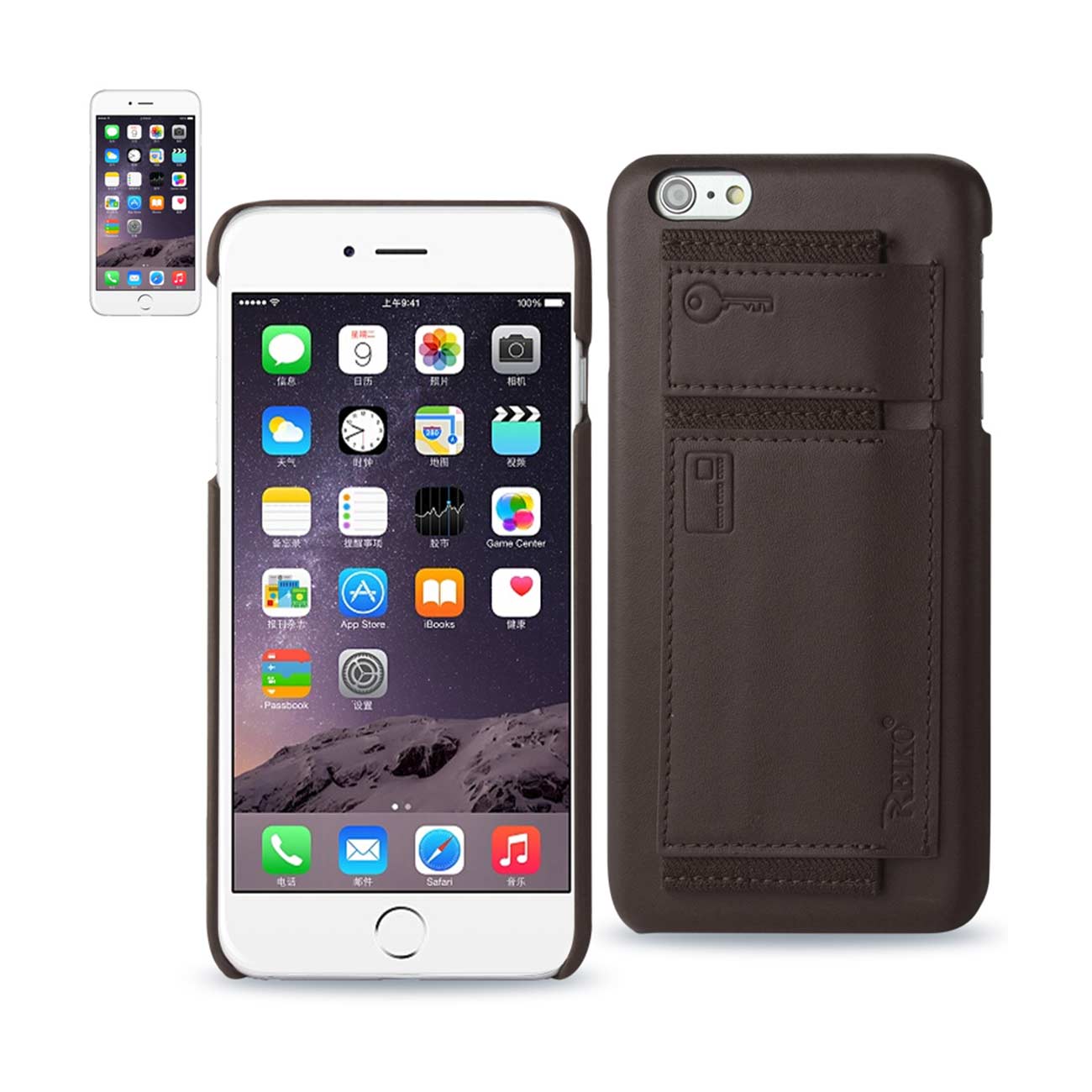 Case Protection Genuine Leather RFID Key Holder iPhone 6 Plus Umber Color