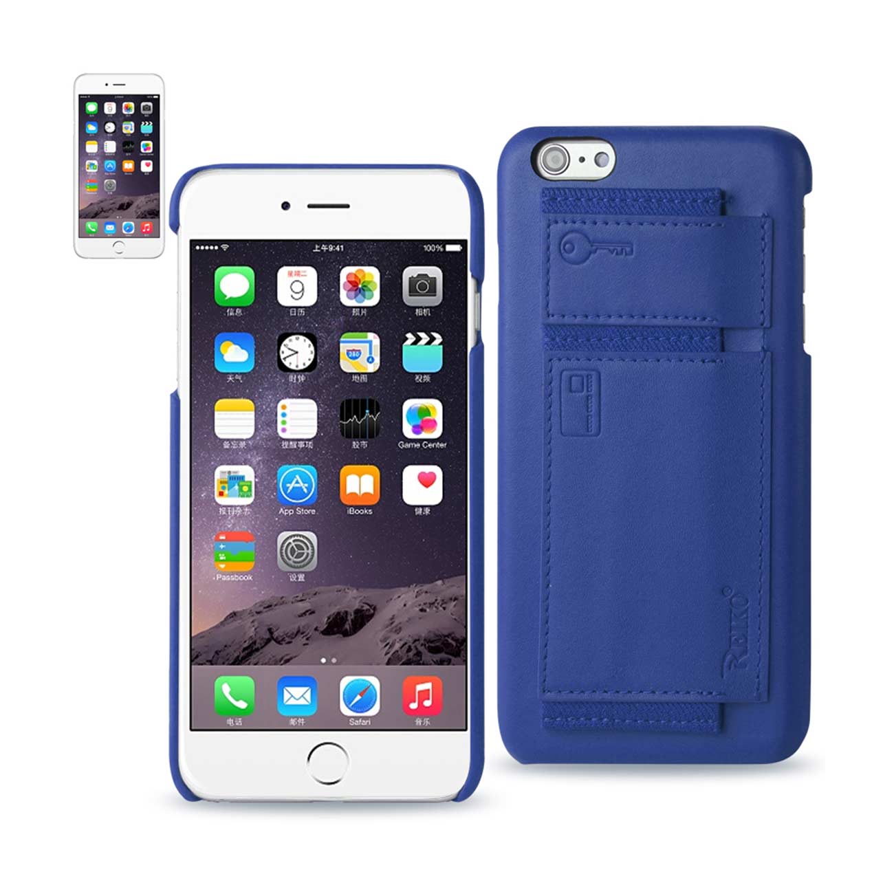 Case Protection Genuine Leather RFID Key Holder iPhone 6 Plus Ultramarine Color
