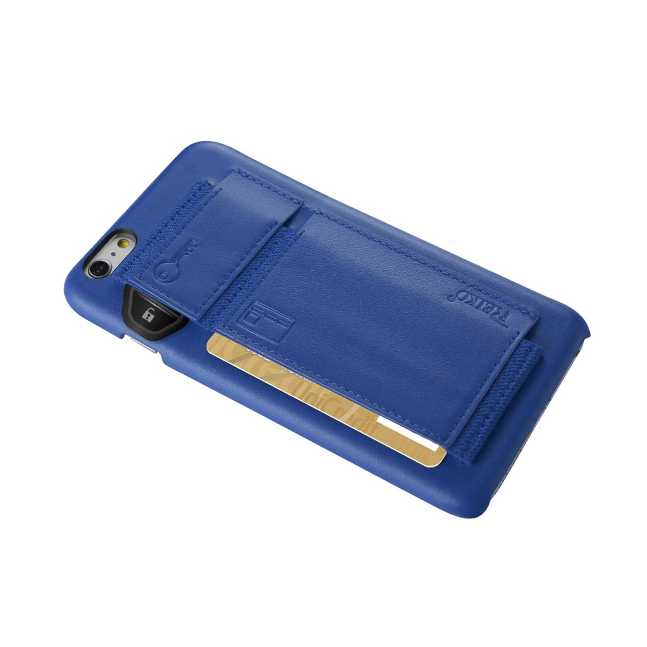 Case Protection Genuine Leather RFID Key Holder iPhone 6 Plus Ultramarine Color