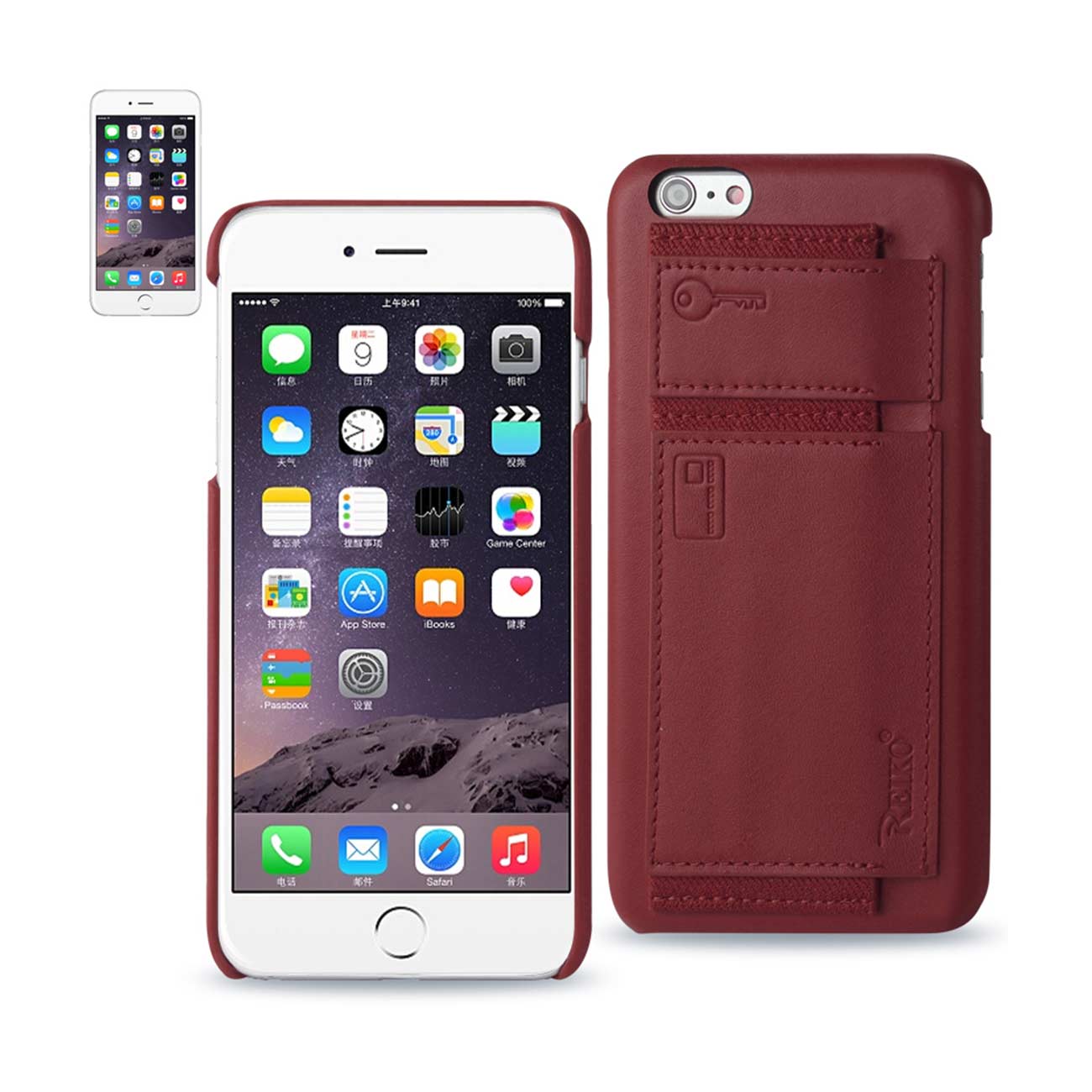 Case Protection Genuine Leather RFID Key Holder iPhone 6 Burgundy Color