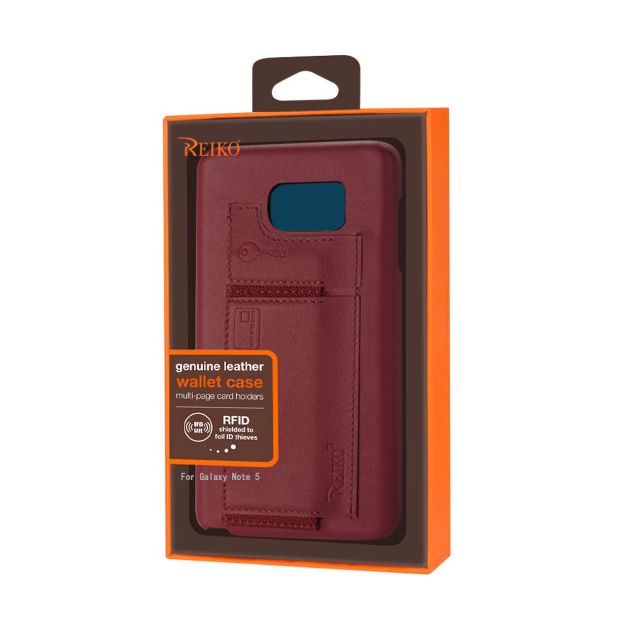 Samsung Galaxy Note 5 Rfid Genuine Leather Case Protection And Key Holder In Burgundy