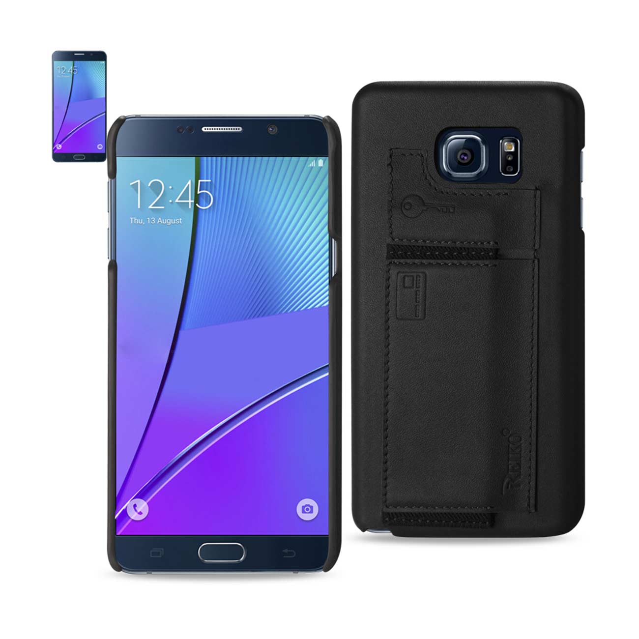 Samsung Galaxy Note 5 Rfid Genuine Leather Case Protection And Key Holder In Black