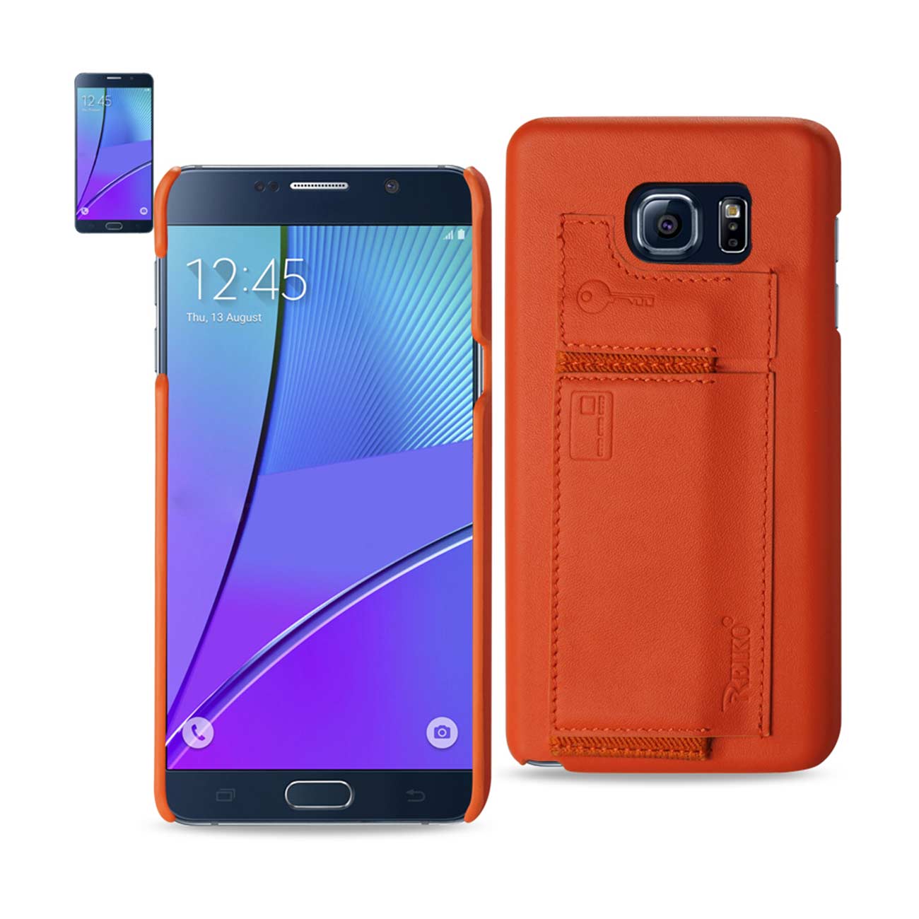 Samsung Galaxy Note 5 Rfid Genuine Leather Case Protection And Key Holder In Tangerine