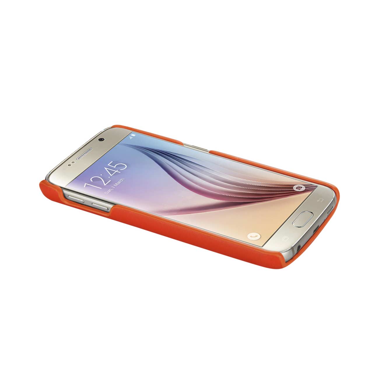 Samsung Galaxy S6 Rfid Genuine Leather Case Protection And Key Holder In Tangerine