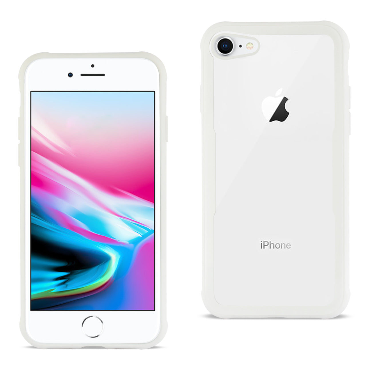 iPhone 7/8/SE2 Hard Glass TPU Case With Tempered Glass Screen Protector In Clear White