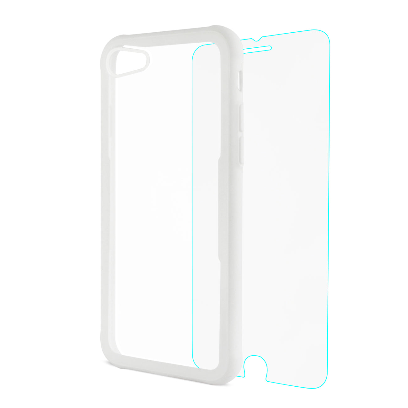 iPhone 7/8/SE2 Hard Glass TPU Case With Tempered Glass Screen Protector In Clear White