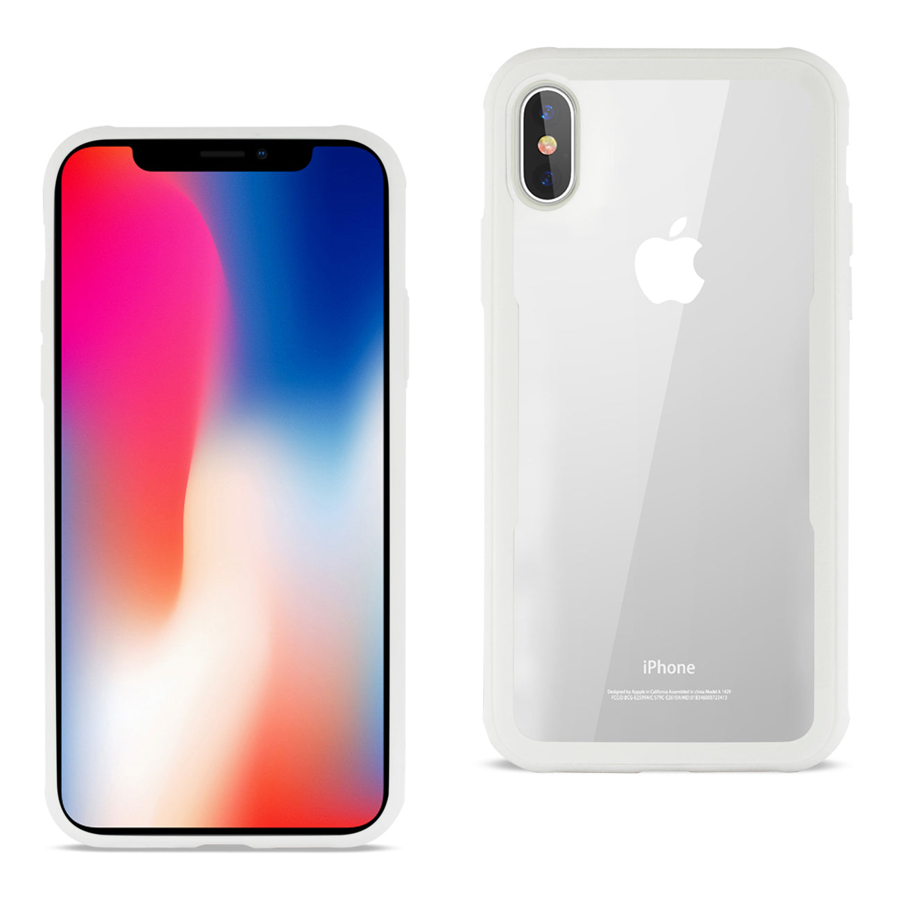 iPhone X/iPhone XS Hard Glass TPU Case With Tempered Glass Screen Protector In Clear White