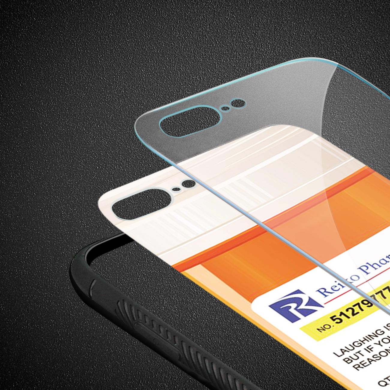 iPhone 8 Plus Hard Glass Design TPU Case With Pill Container