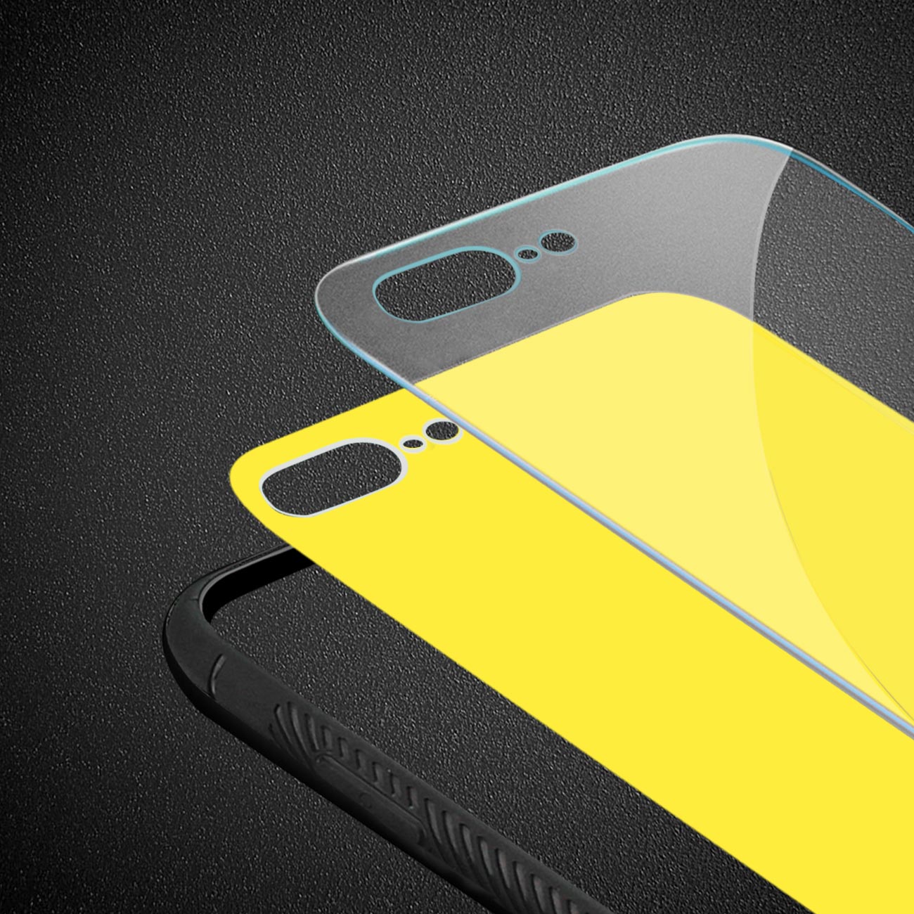 Reiko iPhone 8 Plus Hard Glass Design TPU Case In Yellow