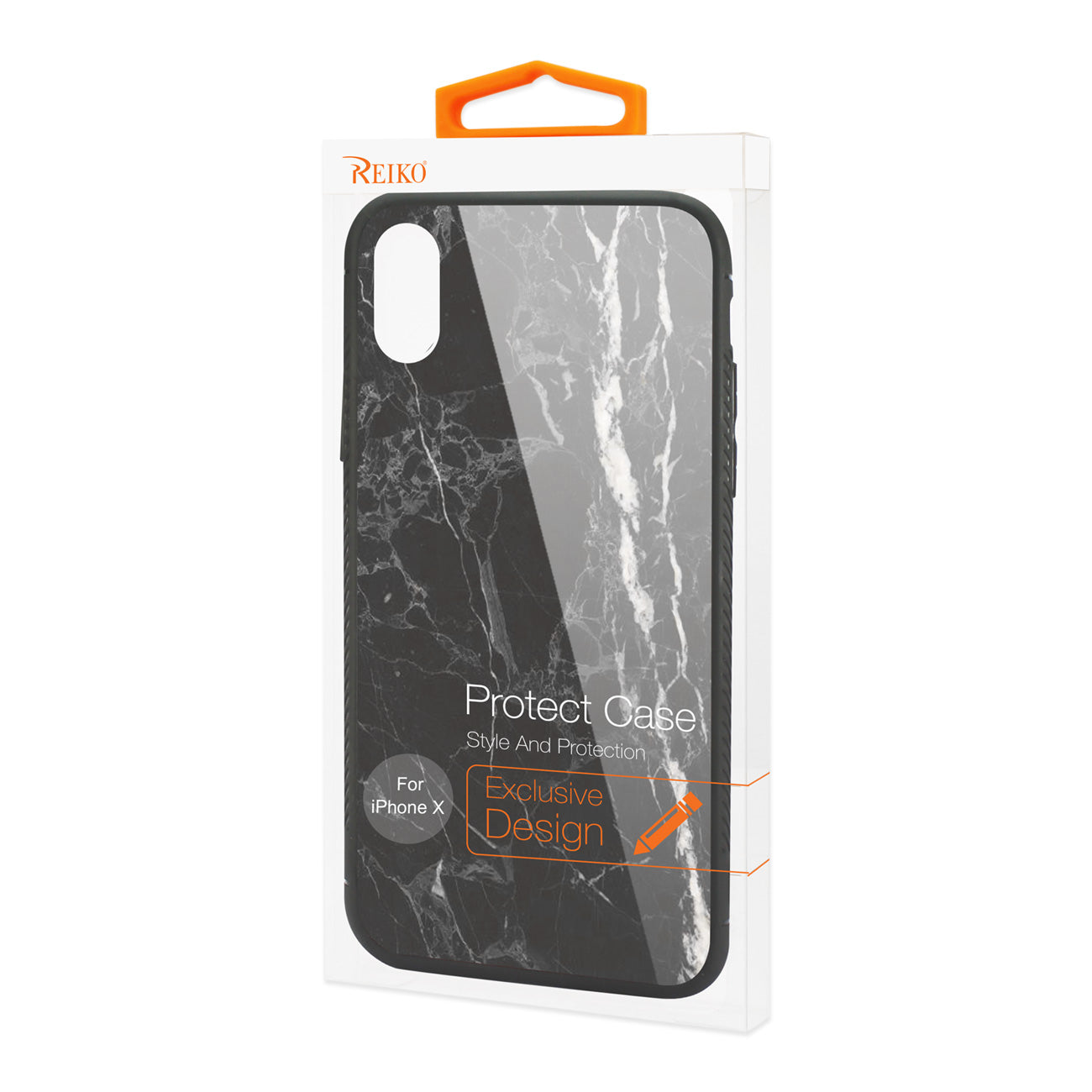 iPhone X/iPhone XS Hard Glass Design TPU Case With Black Marble