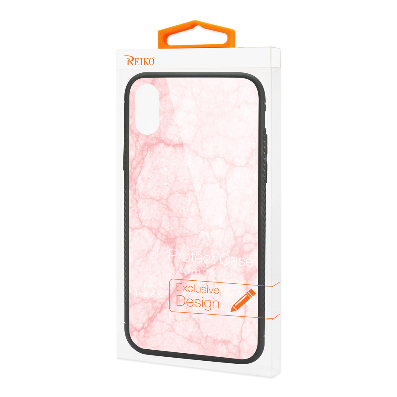 iPhone X/iPhone XS Hard Glass Design TPU Case With Pink Marble