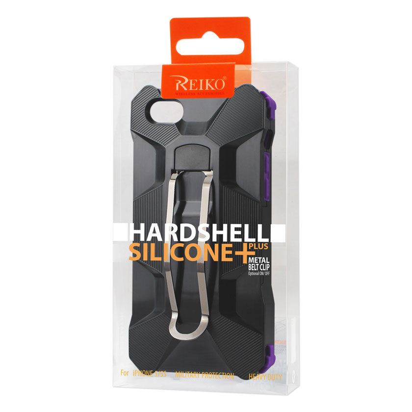 iPhone Se/ 5S/ 5 Hybrid Heavy Duty Holster Case With Metal Clip In Purple Black