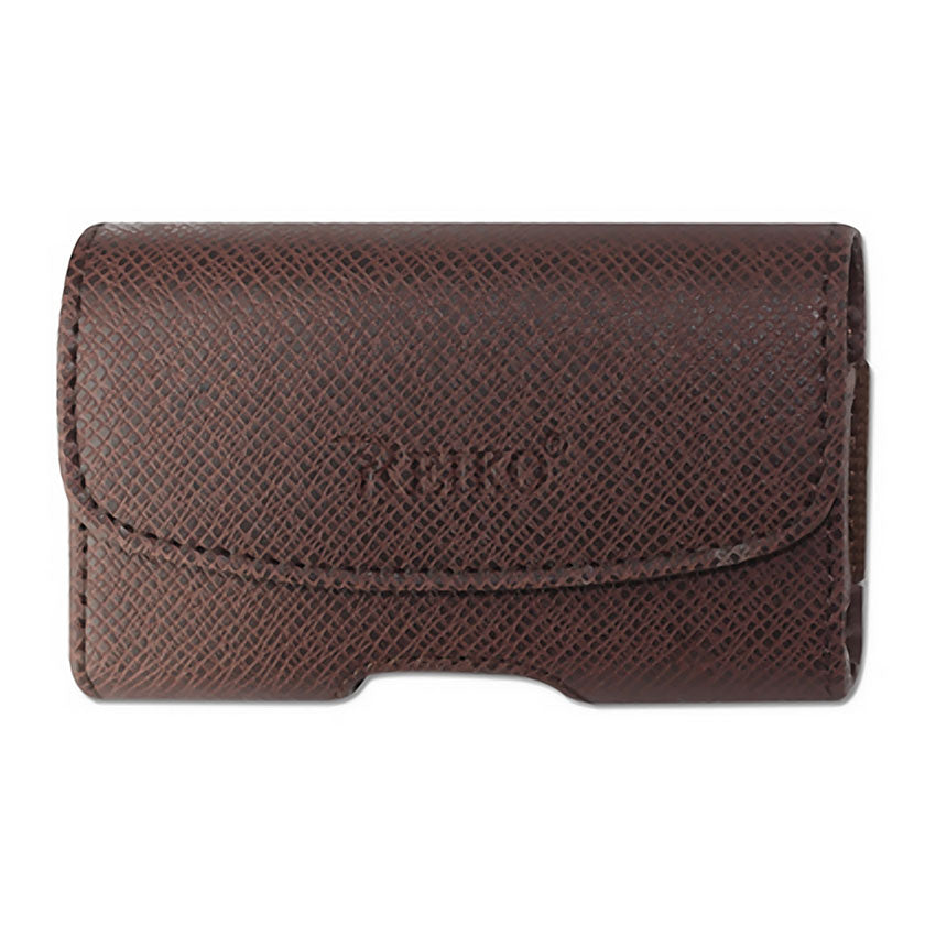 Leather Crocodile Pattern Horizontal Pouch In Brown