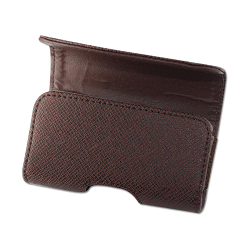 Leather Crocodile Pattern Horizontal Pouch In Brown