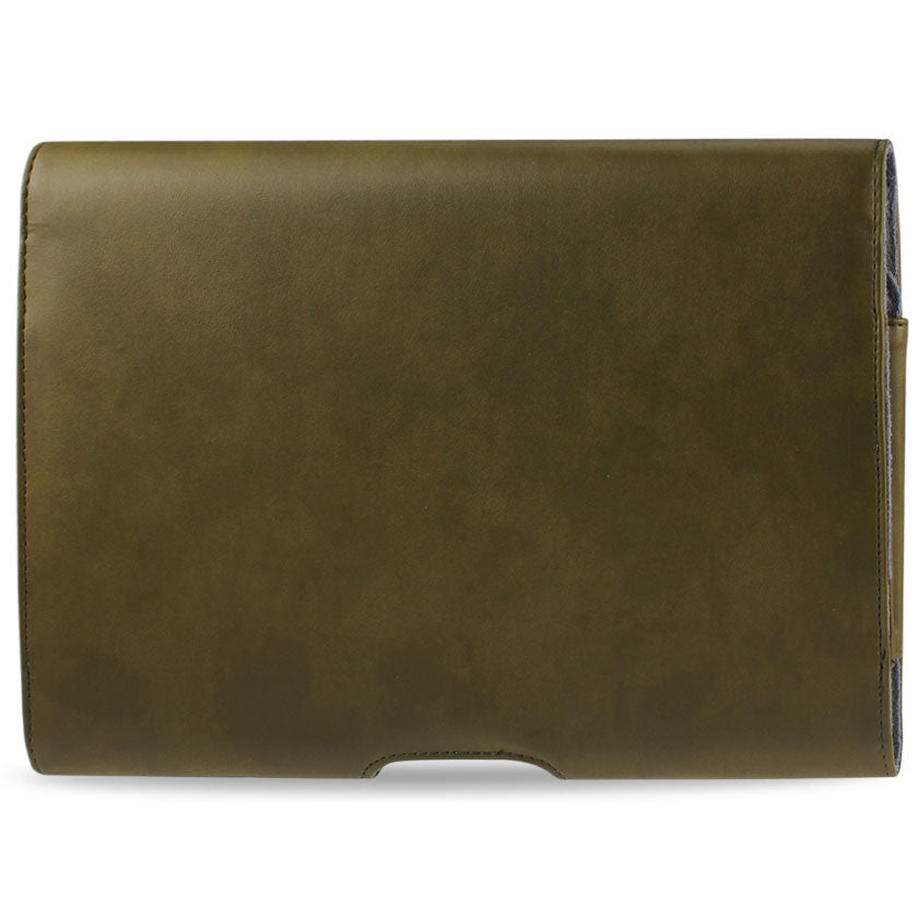 SMooth Horizontal Leather Pouch In Army Green