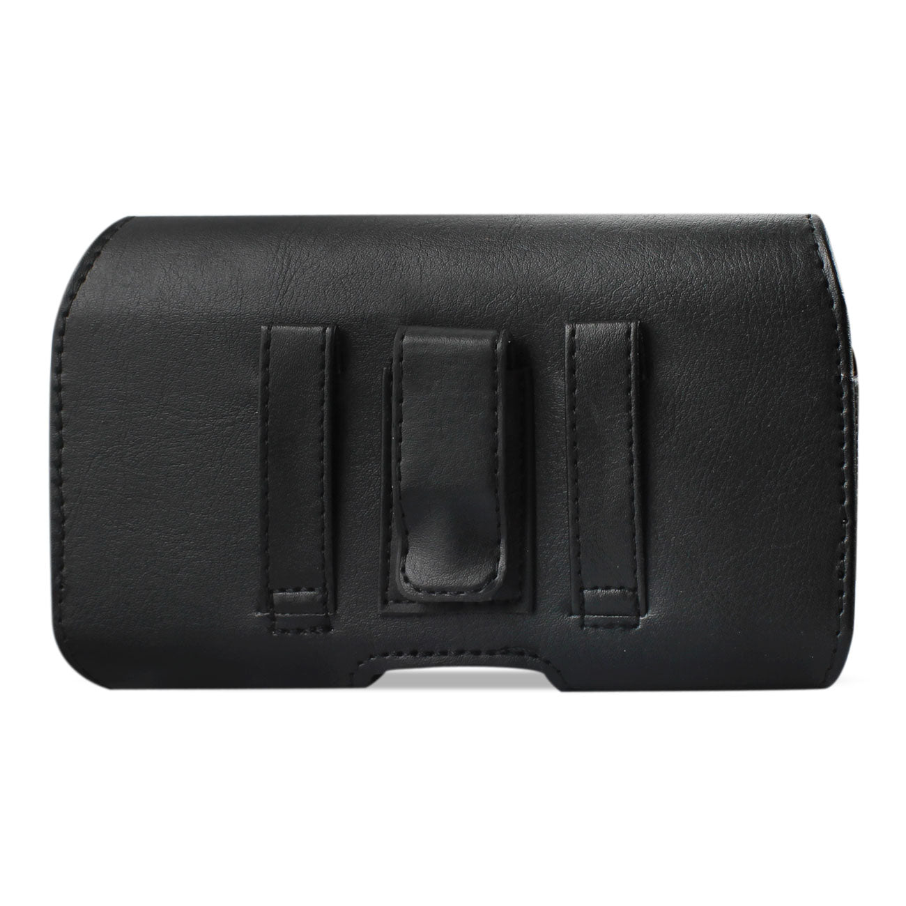 Horizontal Leather Pouch/Phone Holster With Z Lid Pattern With Metal Logo In Black