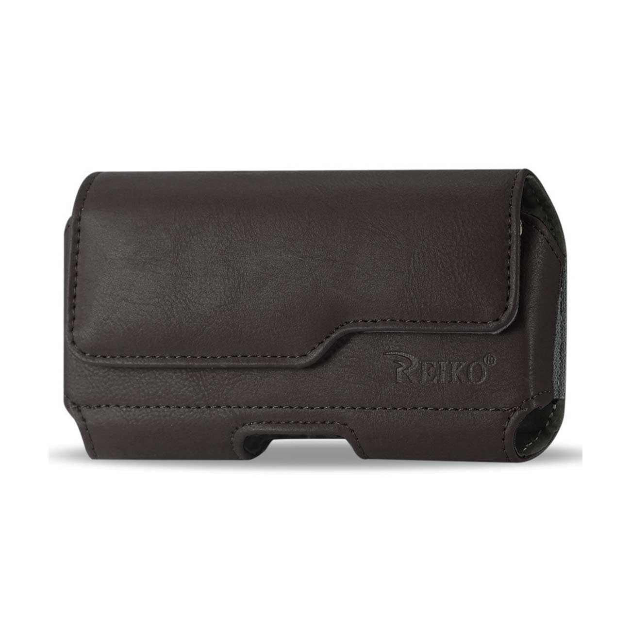 Pouch/ Phone Holster Leather Horizontal Z Lid Braided Pattern Black Color In Cardboard Packaging
