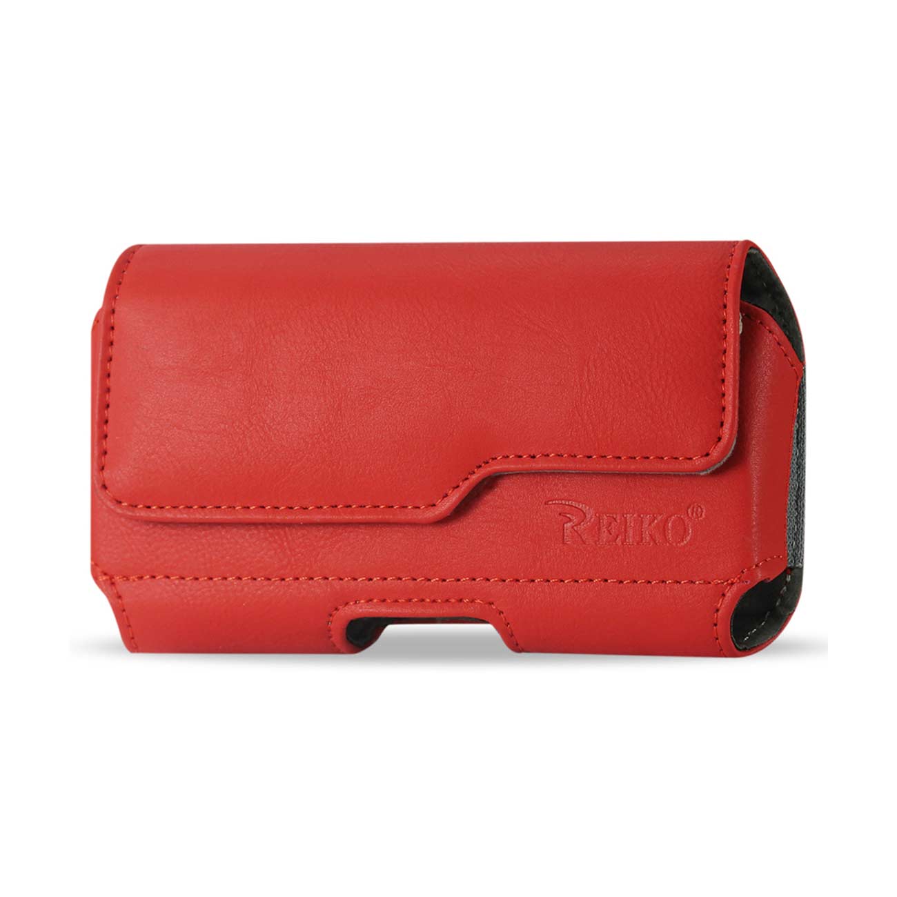 Horizontal Leather Pouch/Phone Holster With Z Lid Pattern In Red