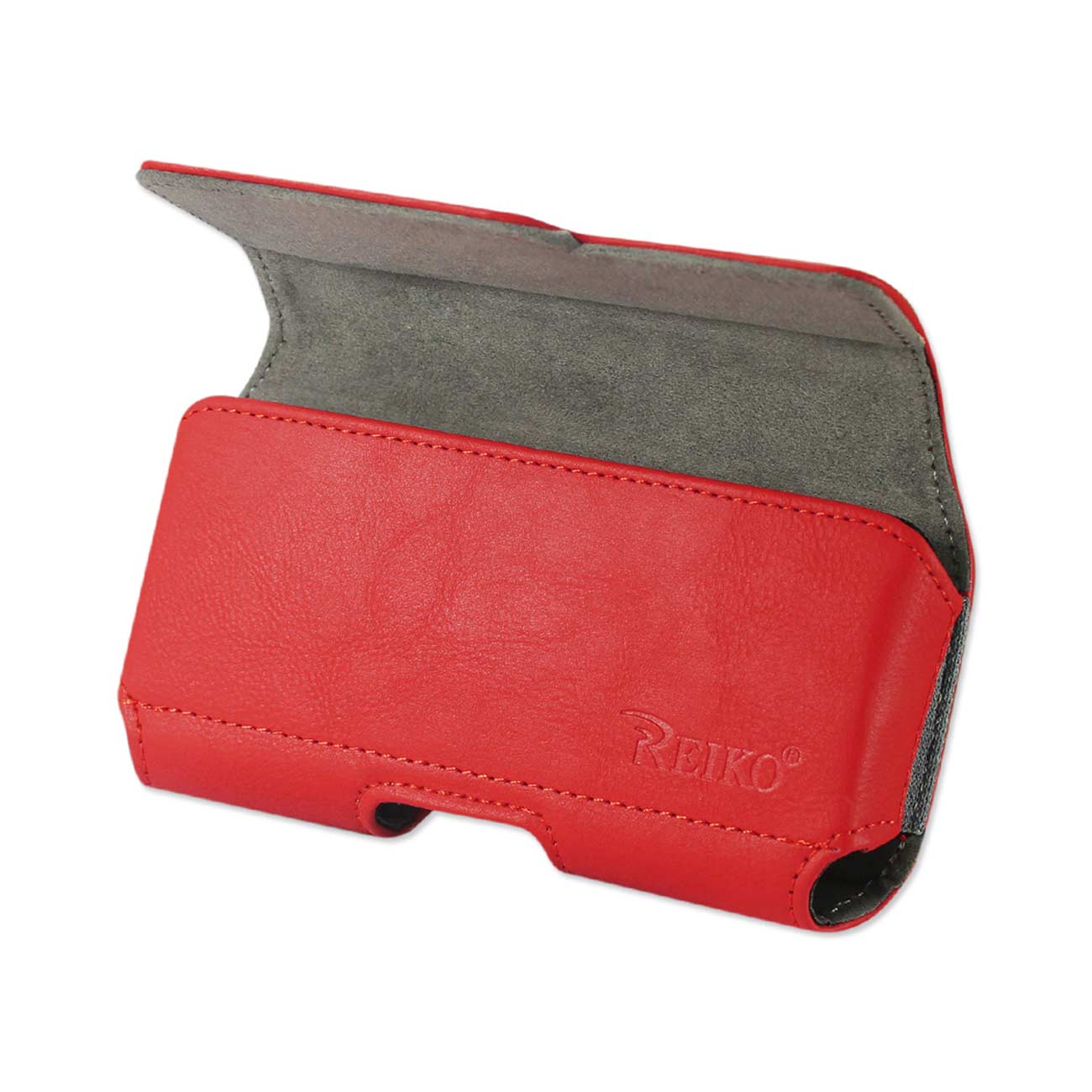 Horizontal Leather Pouch/Phone Holster With Z Lid Pattern In Red