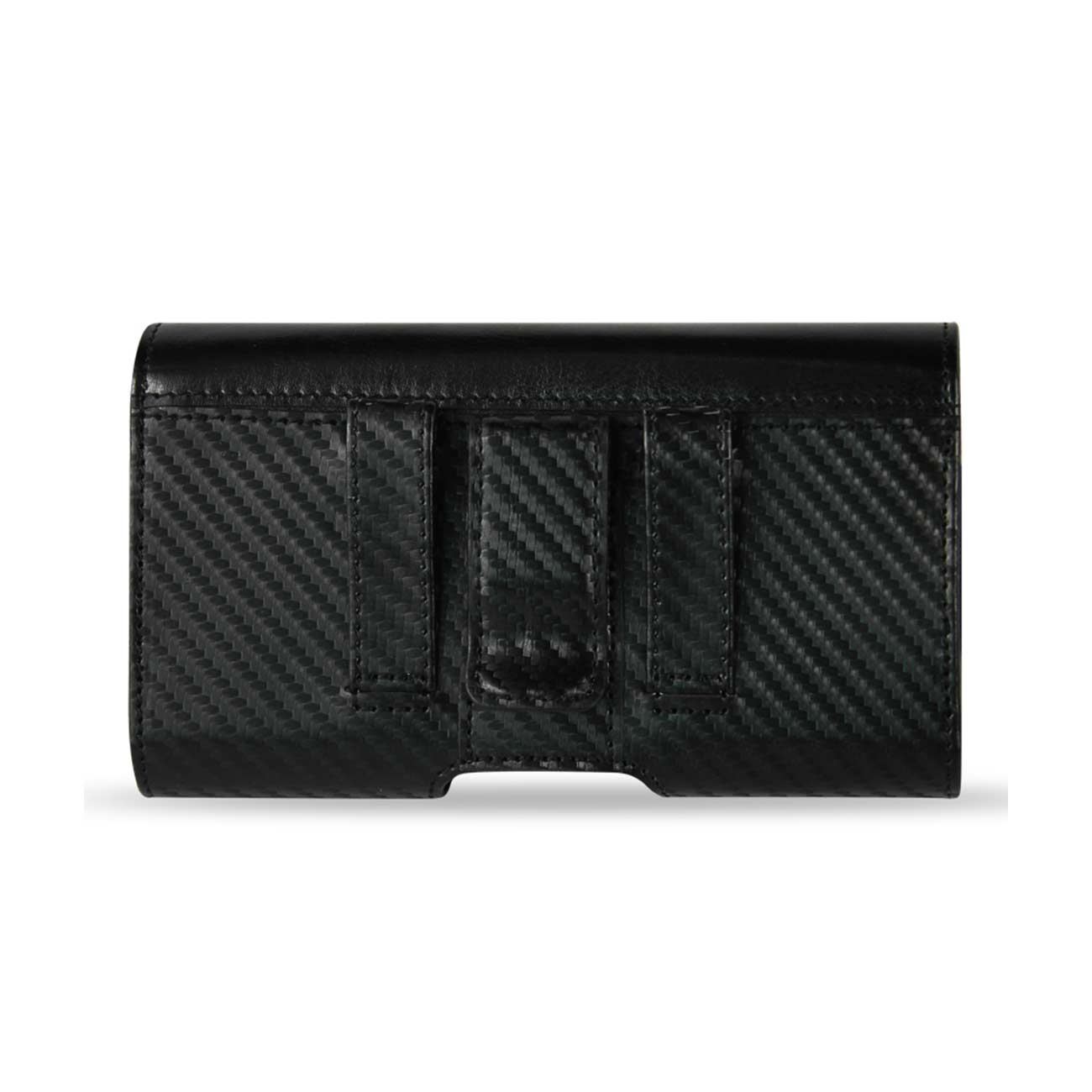 Pouch/ Phone Holster Leather Horizontal Z Lid Braided Pattern Black Color In Poly Bag Packaging