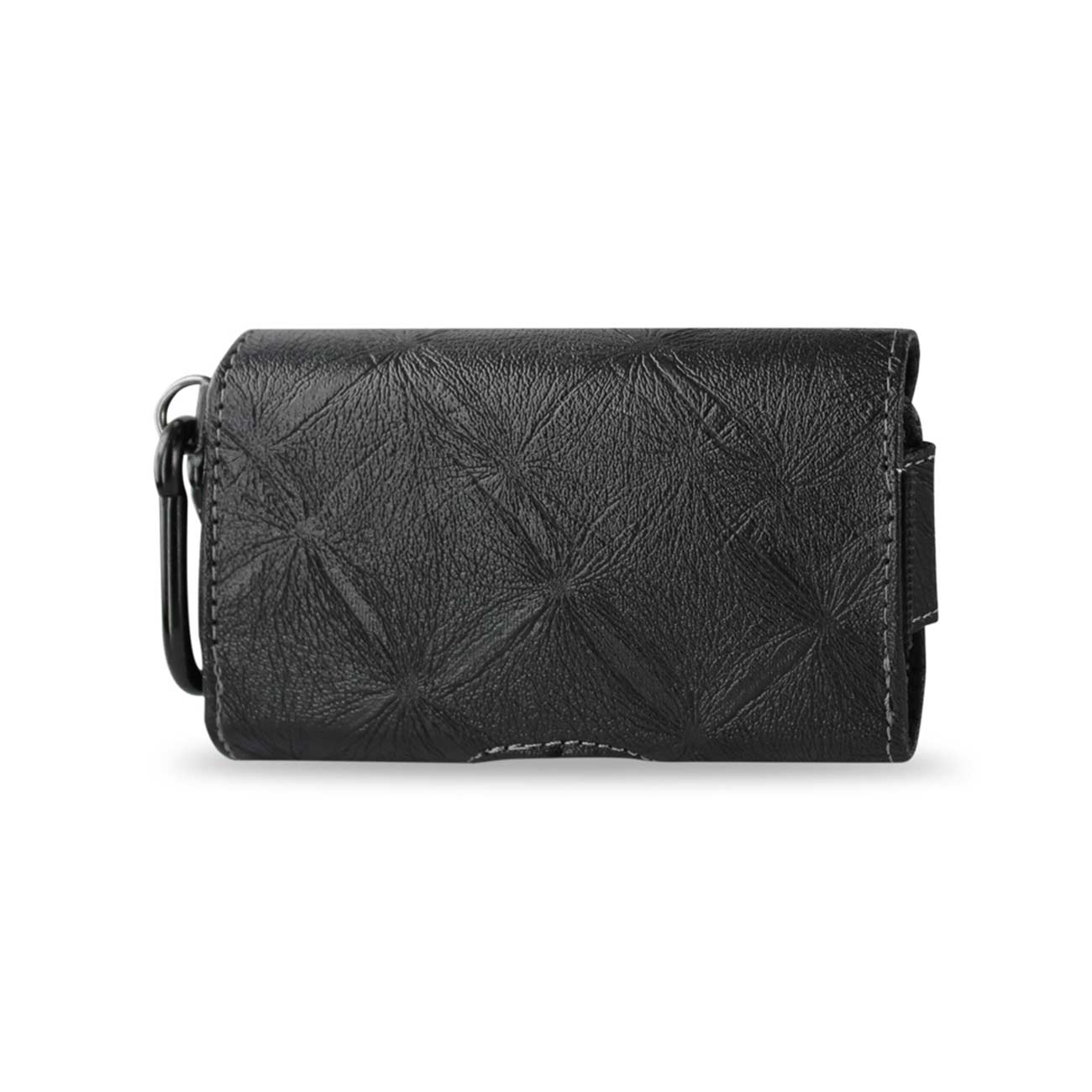 Horizontal Leather Pouch/Phone Holster With Hidden Magnetic Clasp And Clip Chain In Black