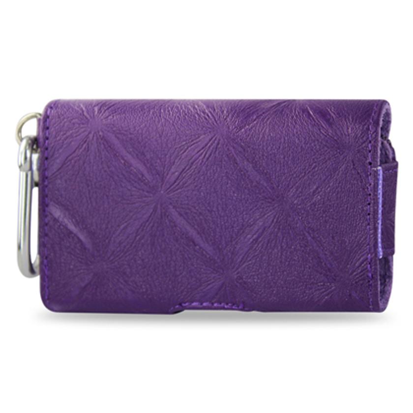 Pouch/ Phone Holster Leather Horizontal Hidden Magnetic Clasp Clip Chain Purple Color