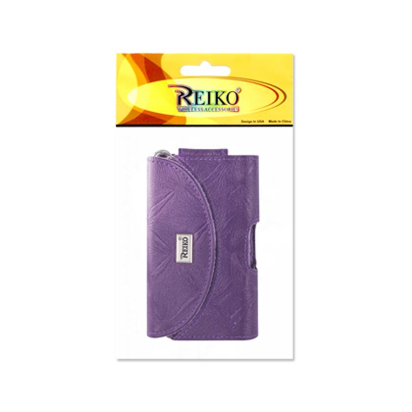 Pouch/ Phone Holster Leather Horizontal Hidden Magnetic Clasp Clip Chain Purple Color