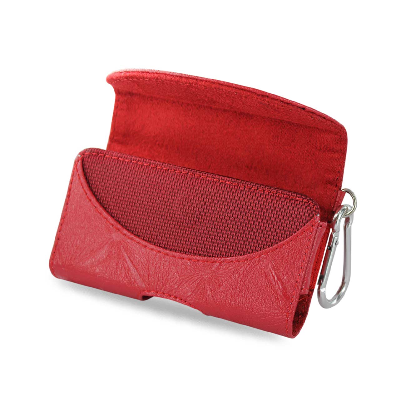 Pouch/ Phone Holster Leather Horizontal Hidden Magnetic Clasp Clip Chain Red Color