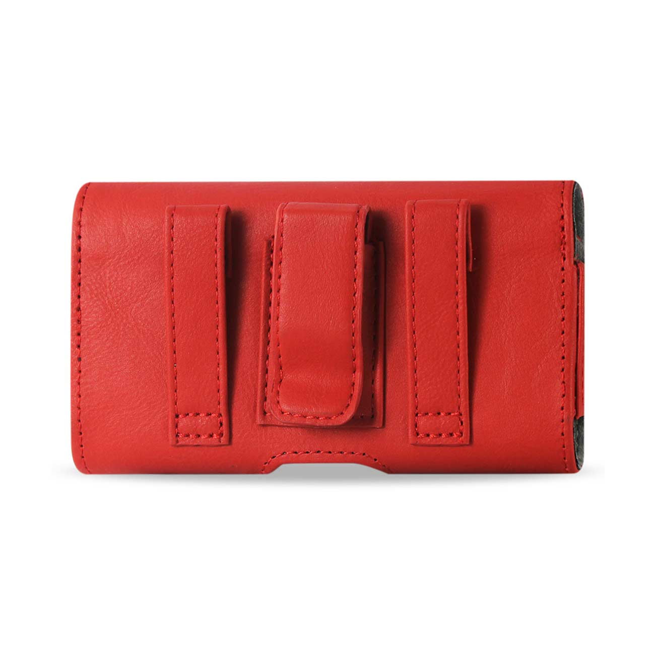 Pouch/ Phone Holster Leather Horizontal With Easy Take Out Red Color