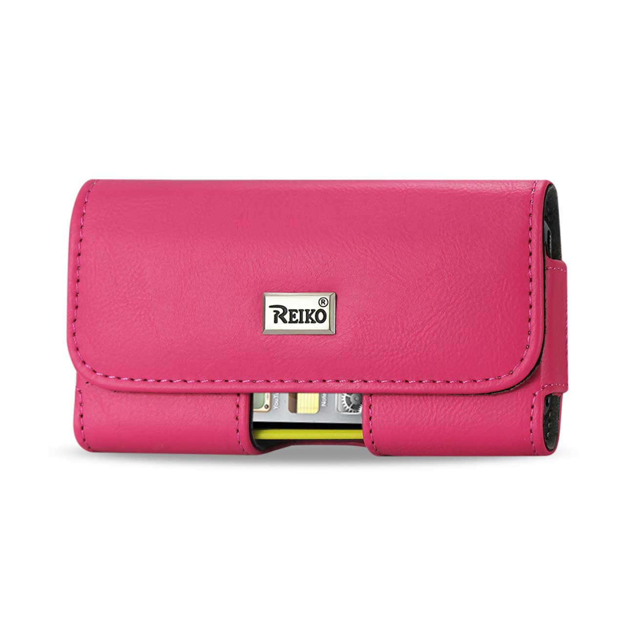 Horizontal Leather Pouch/Phone Holster With Easy Take Out In Hot Pink