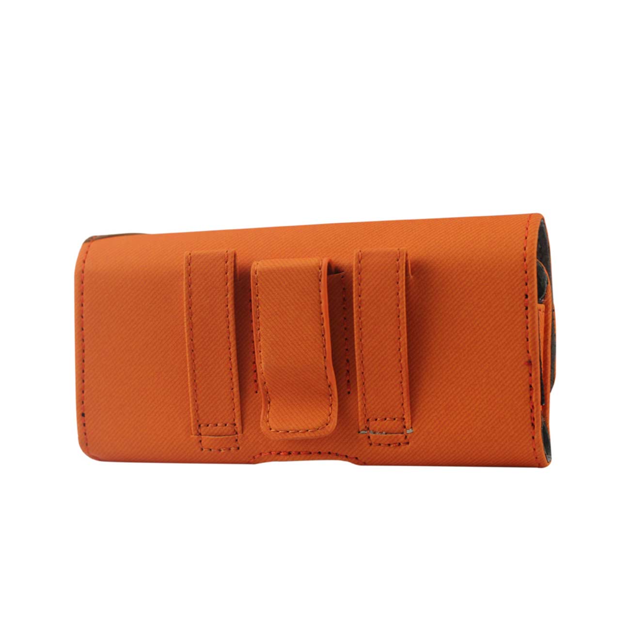 Pouch/ Phone Holster Leather Horizontal With Twill Pattern Orange Color