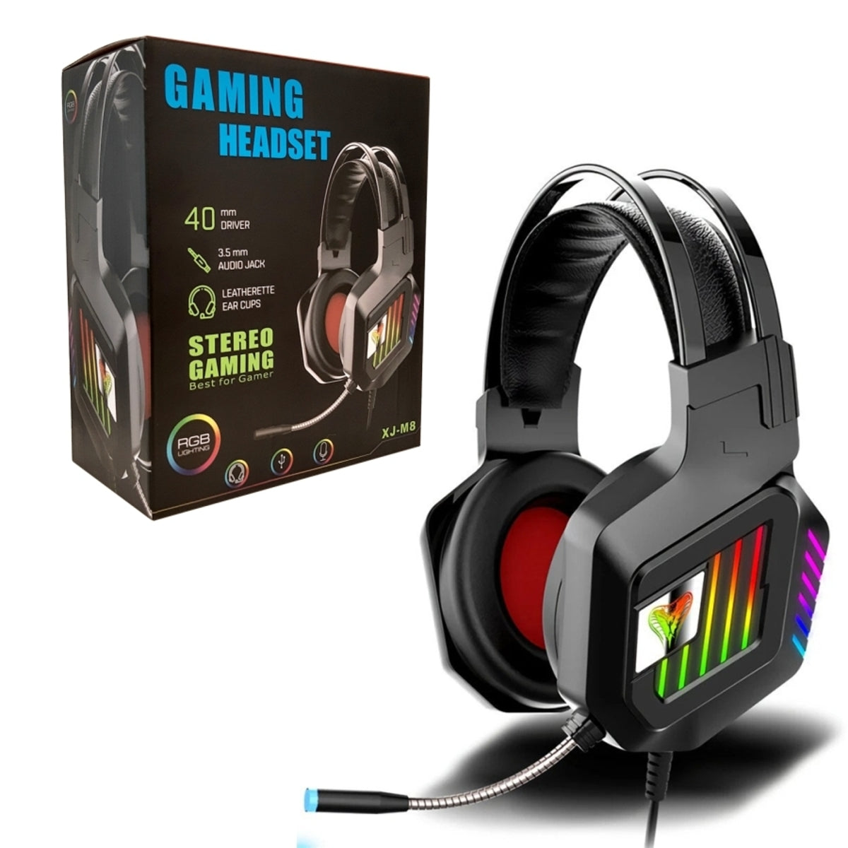 RGB Light Gaming Headset PS4 Headset, Xbox One Headset with Noise Canceling Mic PC Headset with Stereo Surround Sound