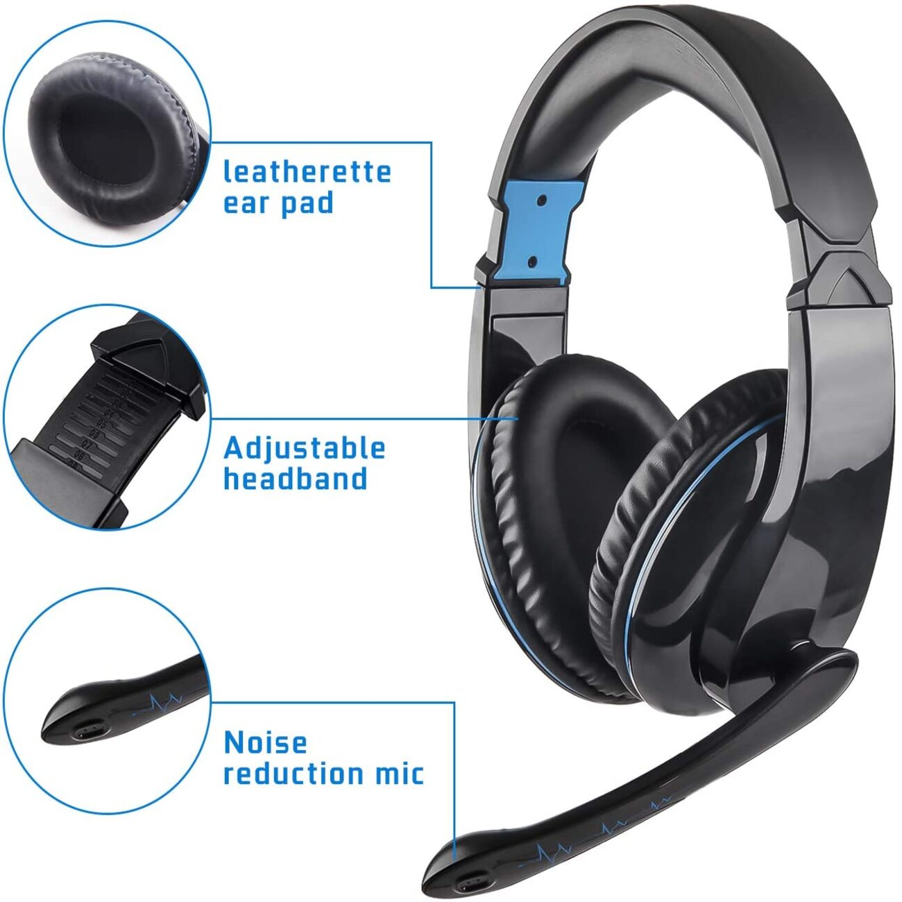 Gaming Headset ,Over Ear Headphones One Headset with Surround Sound& Noise Canceling Microphone
