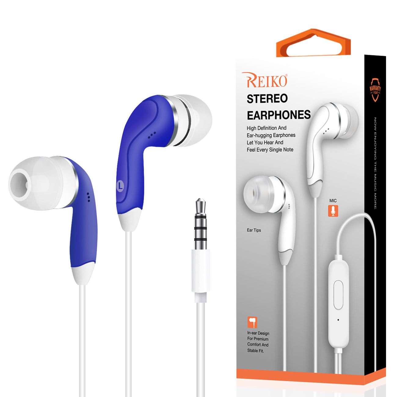 Headphones In-Ear With Mic Reiko Blue Color