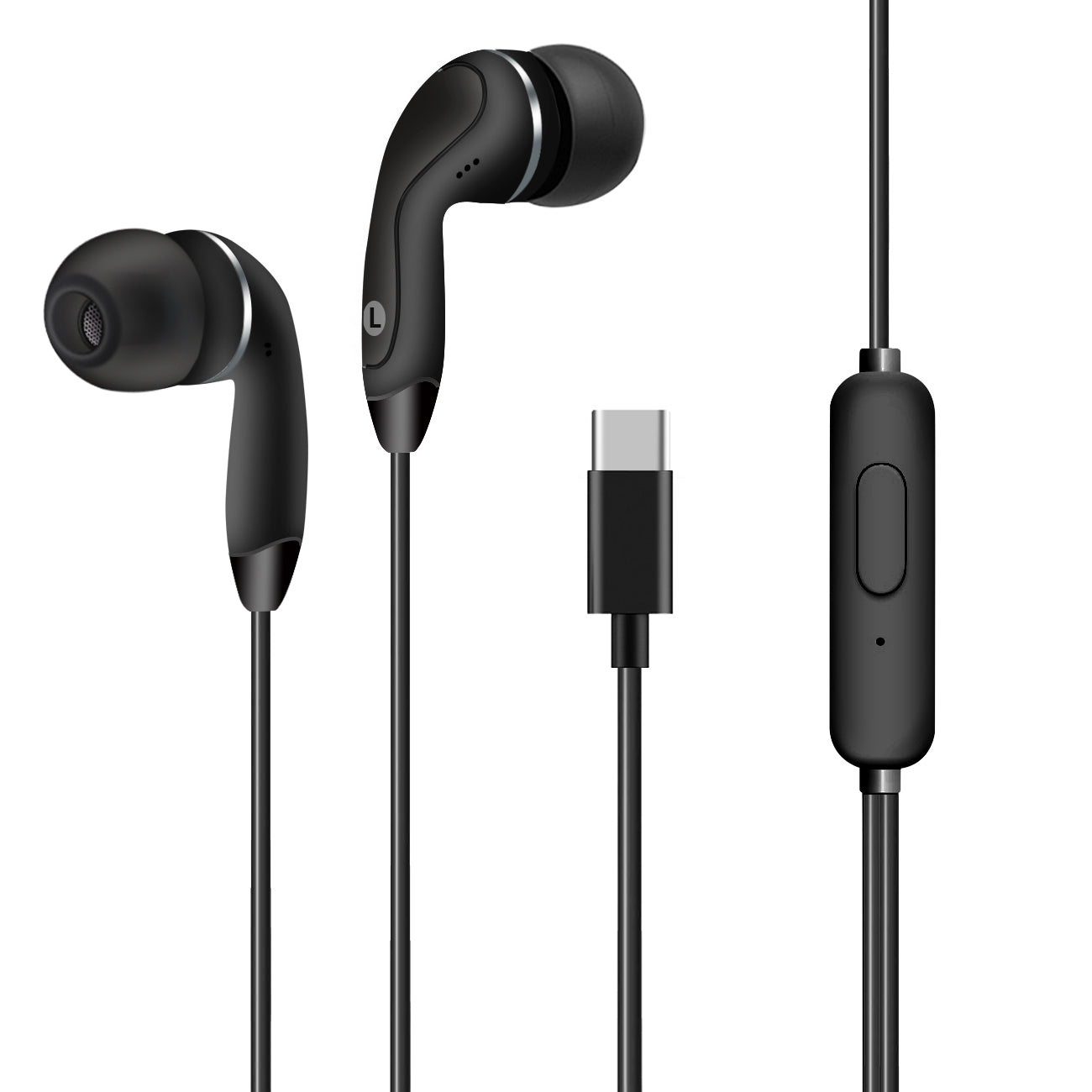 IN-EAR HEADPHONES WITH MIC FOR TYPE-C IN BLACK