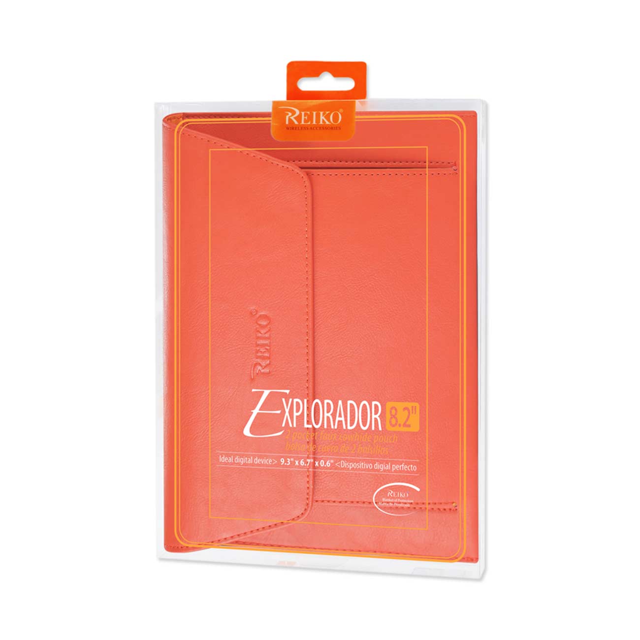 REIKO PREMIUM LEATHER CASE POUCH FOR 8.2INCHES IPADS AND TABLETS In ORANGE