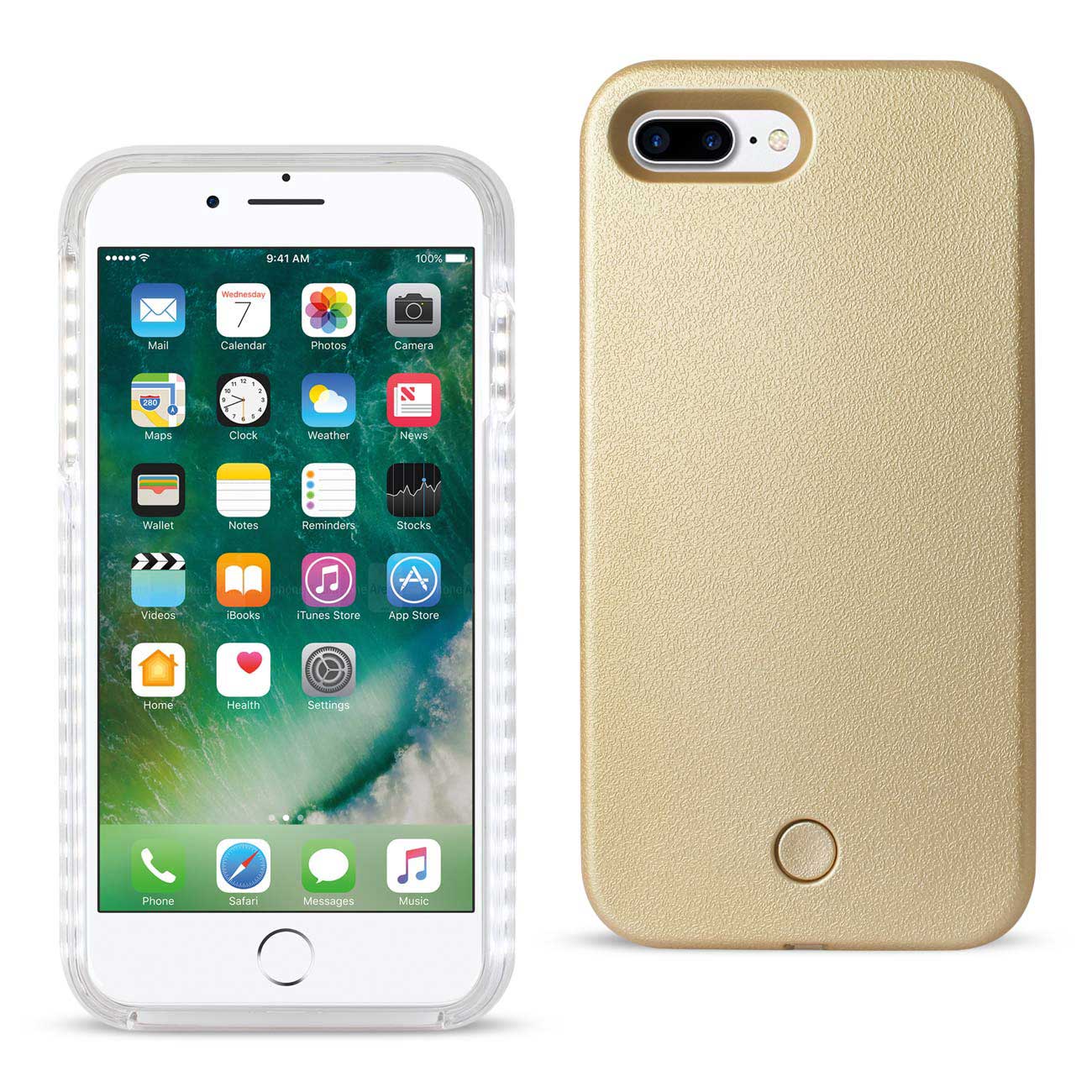 Case Illuminated LED Selfie Light Up iPhone 8 Plus/ 7 Plus Gold Color